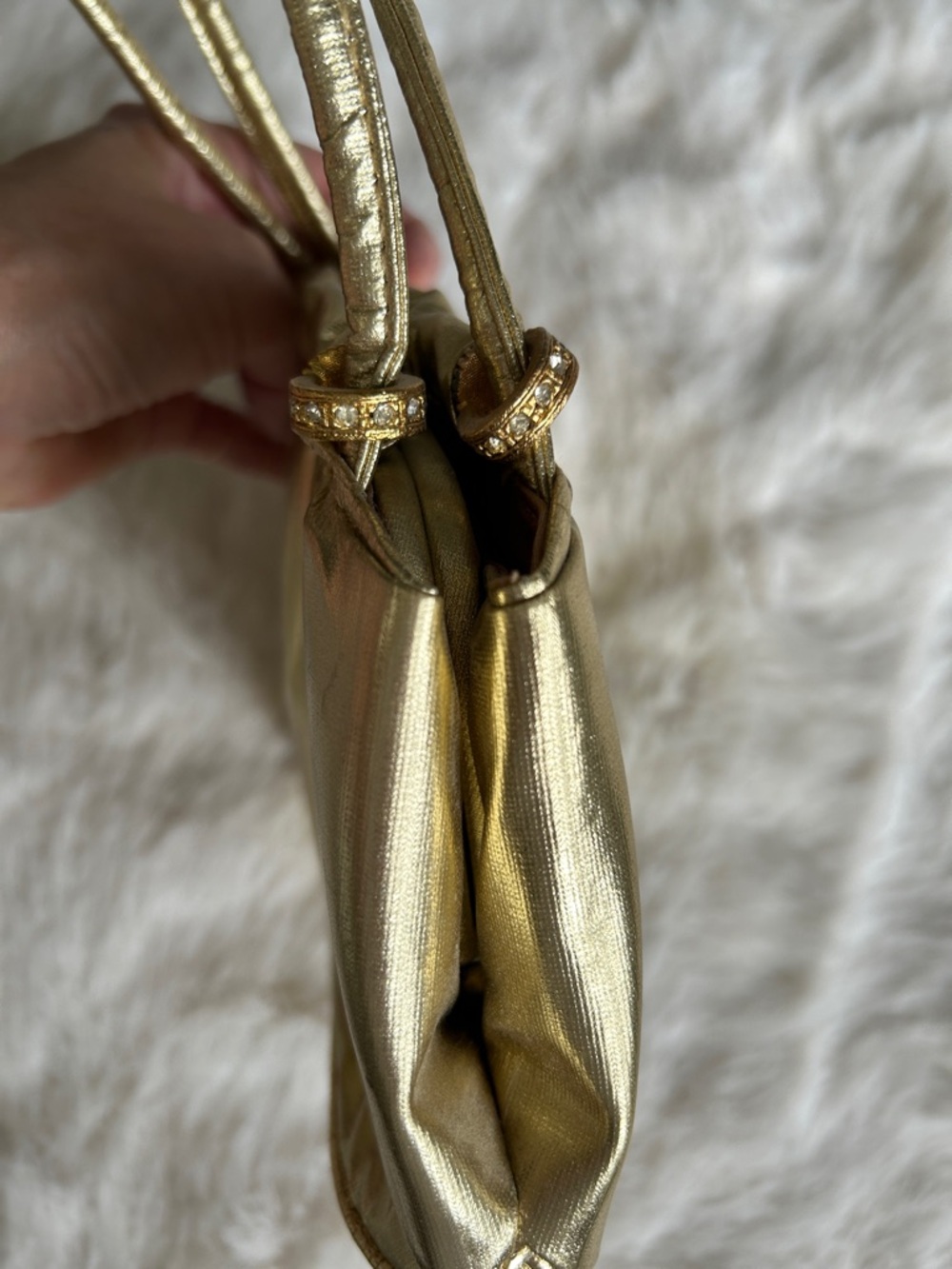 3/$20 Vintage Gold Lamé Evening Bag - Picture 2 of 7